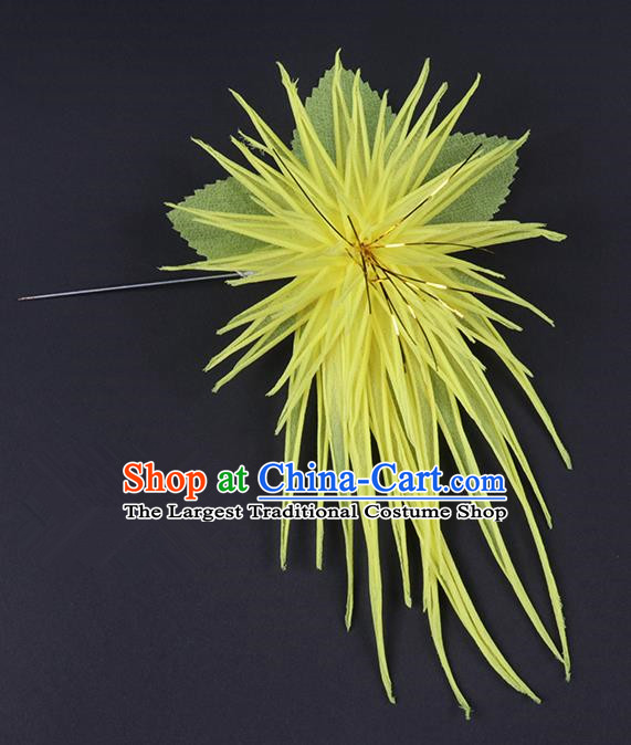 Chinese Traditional Peking Opera Hair Accessories Ancient Yellow Chrysanthemum Hairpins for Women