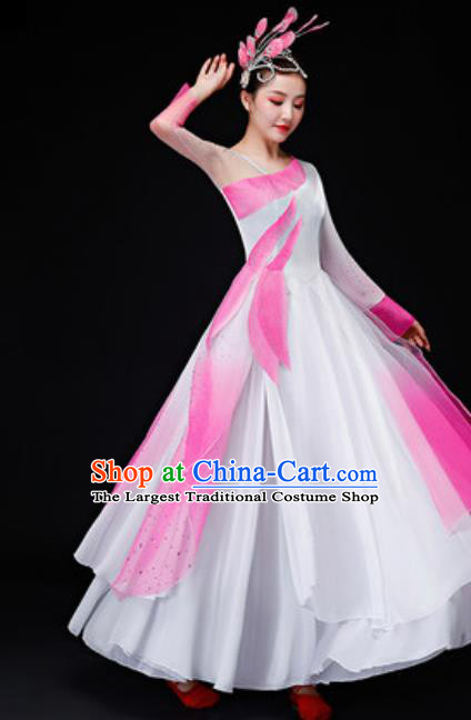 Chinese Traditional Folk Dance Costume Classical Dance Pink Dress for Women