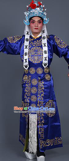 Chinese Traditional Peking Opera Takefu Costume Ancient Imperial Bodyguard Royalblue Embroidered Robe for Adults