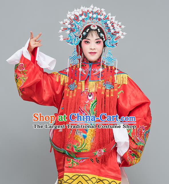 Chinese Traditional Peking Opera Diva Costumes Ancient Imperial Consort Red Dress for Adults