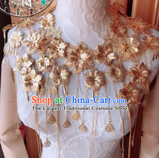 Chinese Traditional Handmade Shoulder Accessories Hanfu Golden Cloak for Women