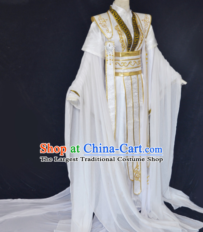 White Gold Ancient Chinese Super Hero Emperor Costume for Men