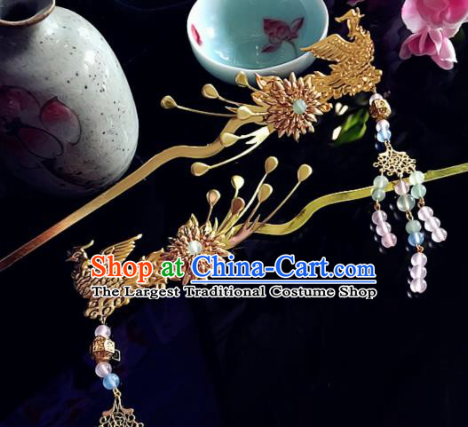 Chinese Handmade Ancient Phoenix Hair Clips Hair Accessories Hanfu Hairpins for Women