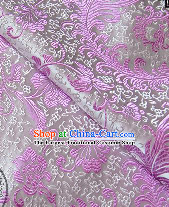 Asian Chinese Traditional Tang Suit Fabric Brocade Silk Material Classical Lilac Flowers Pattern Design Drapery