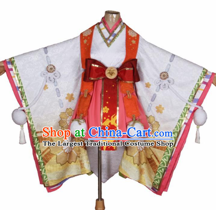 Asian Japanese Traditional Young Lady Cosplay Costumes Ancient Furisode Kimono Yukata Clothing for Women