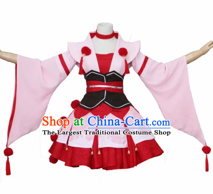 Asian Traditional Pink Kimono Cosplay Costumes Japanese Ancient Geisha Furisode Yukata Clothing for Women