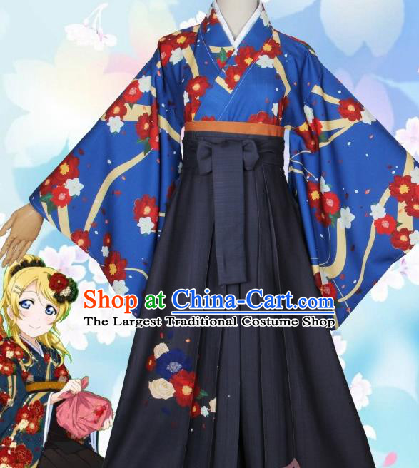 Asian Japanese Traditional Furisode Kimono Cosplay Geisha Costumes Ancient Yukata Clothing for Women