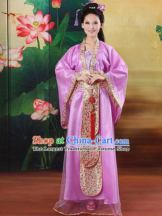 Chinese Traditional Classical Dance Costumes Ancient Peri Purple Hanfu Dress for Women