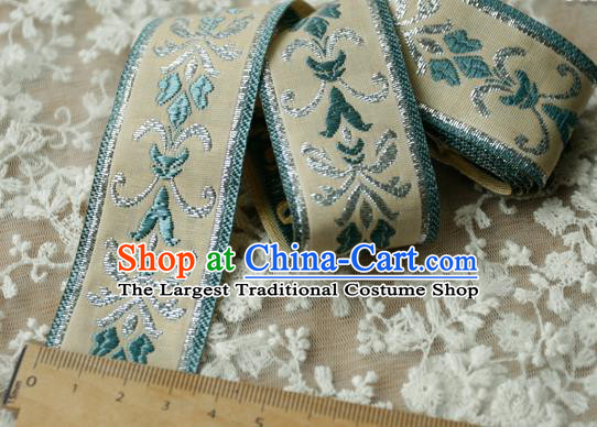 Traditional Chinese Handmade Beige Brocade Belts Ancient Embroidered Lotus Brocade Lace Trimmings Accessories