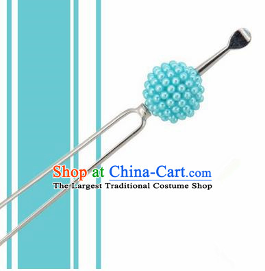 Japanese Traditional Courtesan Blue Ball Hairpins Ancient Geisha Kimono Hair Accessories for Women