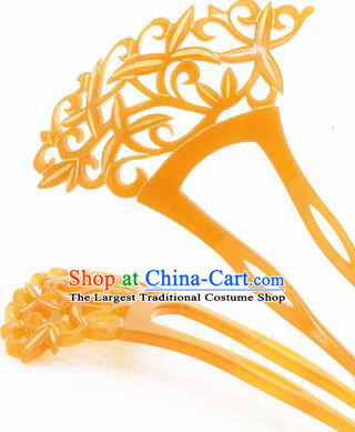 Japanese Traditional Courtesan Yellow Hairpins Ancient Geisha Kimono Hair Accessories for Women