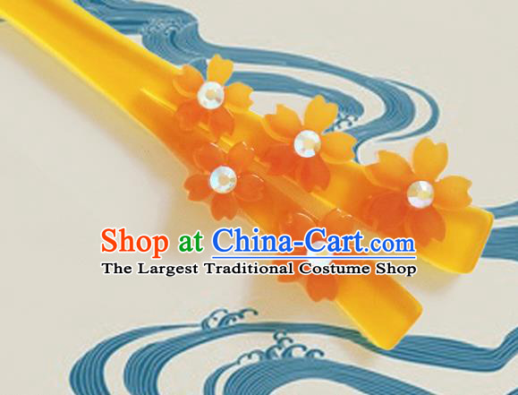 Japanese Traditional Courtesan Kimono Orange Sakura Hairpins Ancient Geisha Hair Accessories for Women