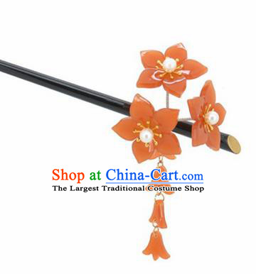 Japanese Traditional Courtesan Kimono Red Sakura Tassel Hairpins Ancient Geisha Hair Accessories for Women