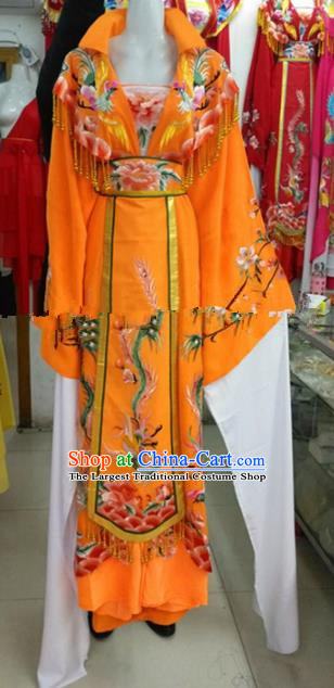 Chinese Traditional Beijing Opera Actress Empress Yellow Dress Ancient Palace Embroidered Costumes for Women