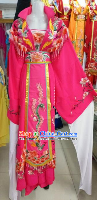 Chinese Traditional Beijing Opera Actress Empress Rosy Dress Ancient Palace Embroidered Costumes for Women