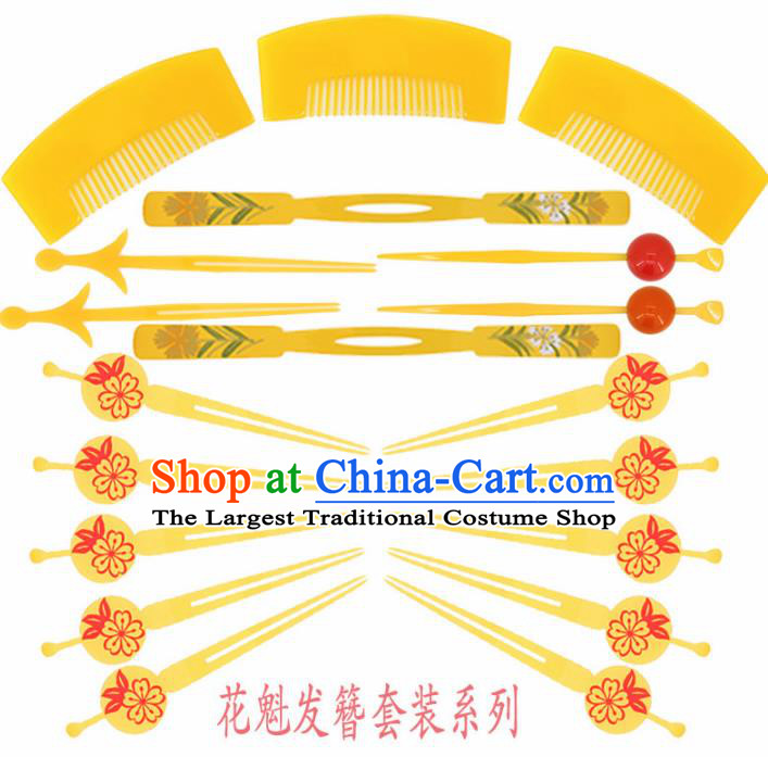 Japanese Traditional Courtesan Kimono Hairpins Hair Combs Ancient Geisha Hair Accessories Complete Set for Women