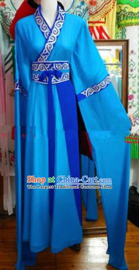 Chinese Traditional Beijing Opera Village Women Blue Dress Ancient Young Lady Costumes for Poor