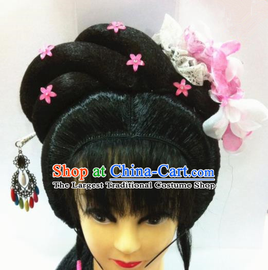 Chinese Traditional Beijing Opera Hair Accessories Ancient Princess Wig Sheath and Hairpins for Women