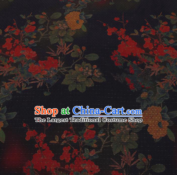 Chinese Classical Satin Plain Traditional Plum Blossom Pattern Cheongsam Drapery Silk Fabric Gambiered Guangdong Gauze