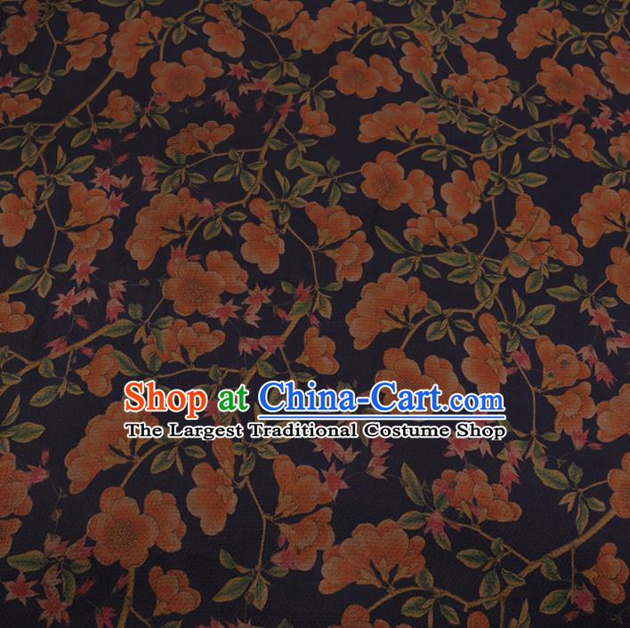 Chinese Classical Silk Fabric Traditional Pattern Navy Satin Plain Cheongsam Drapery Gambiered Guangdong Gauze