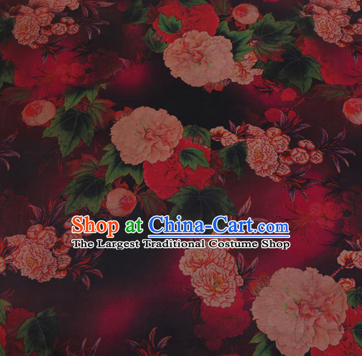 Chinese Classical Red Satin Plain Traditional Pattern Cheongsam Drapery Silk Fabric Gambiered Guangdong Gauze