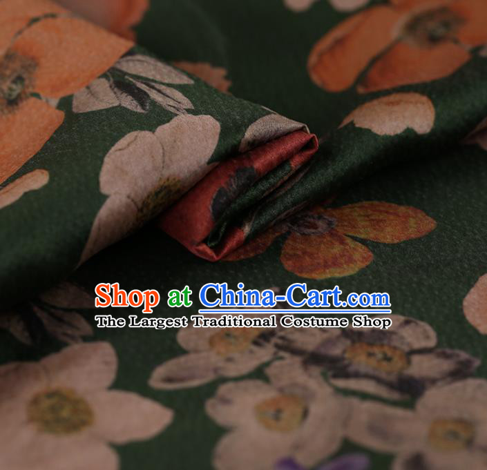 Asian Chinese Silk Fabric Traditional Classical Pattern Green Satin Plain Cheongsam Drapery Gambiered Guangdong Gauze