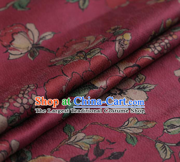 Asian Chinese Silk Fabric Traditional Classical Roses Pattern Rosy Satin Plain Cheongsam Drapery Gambiered Guangdong Gauze