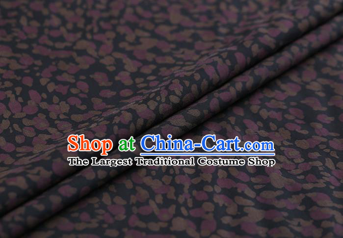 Traditional Chinese Gambiered Guangdong Gauze Navy Satin Plain Classical Pattern Cheongsam Silk Drapery