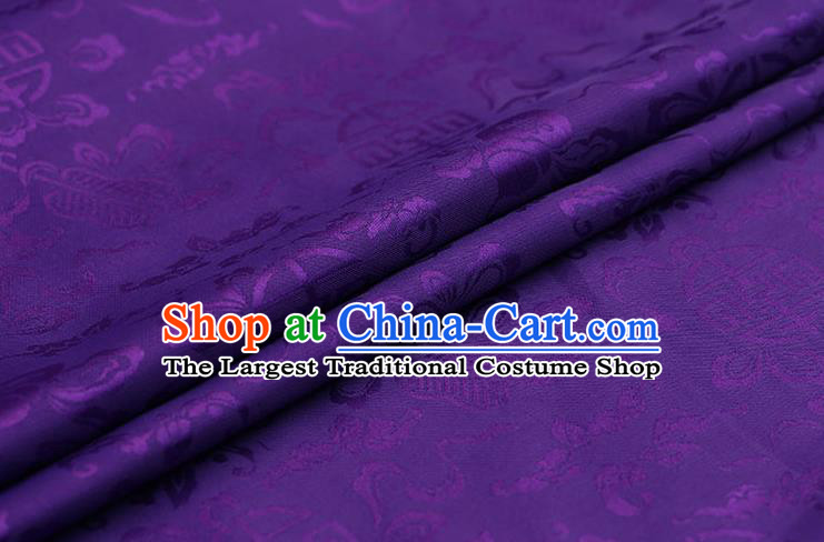 Traditional Chinese Purple Brocade Palace Cucurbit Ribbon Pattern Satin Plain Cheongsam Silk Drapery