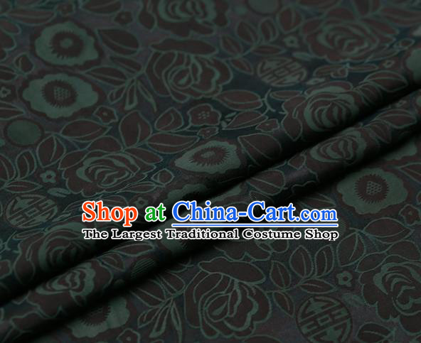 Chinese Traditional Gambiered Guangdong Gauze Fabric Palace Green Peony Pattern Satin Plain Cheongsam Silk Drapery