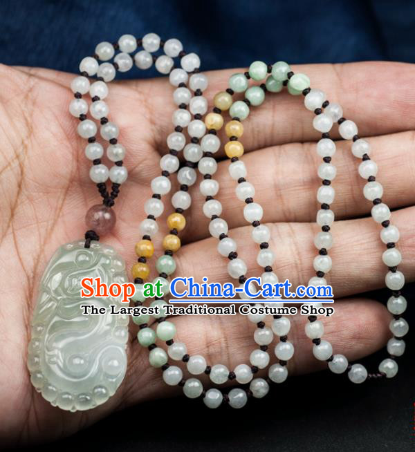 Chinese Traditional Jewelry Accessories Jade Dragon Pendant Ancient Jadeite Necklace