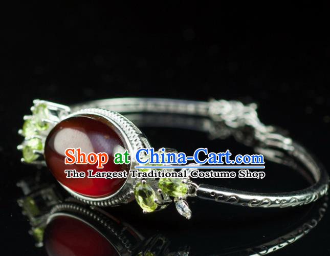 Chinese Traditional Accessories Ancient Handmade Agate Bracelet for Women