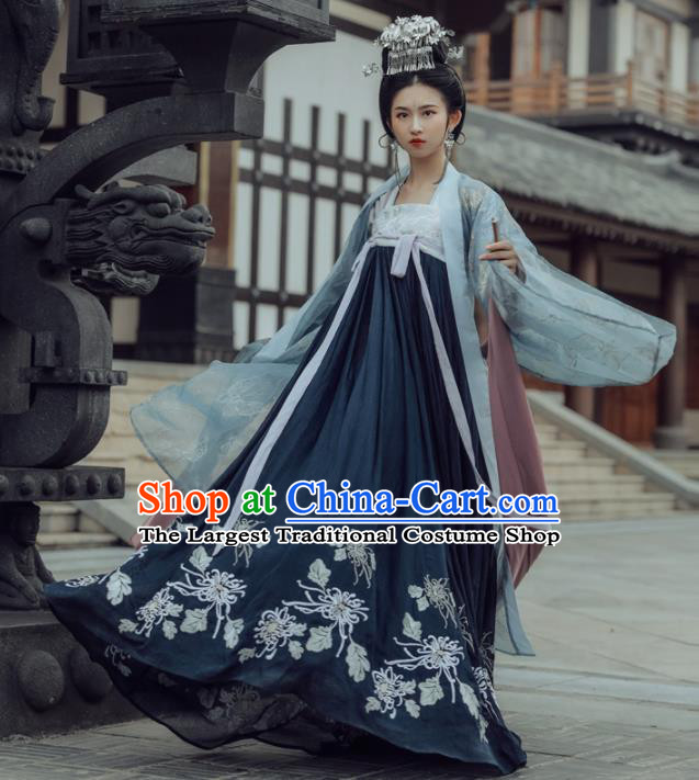 Chinese Ancient Tang Dynasty Princess Hanfu Dress Traditional Embroidered Costumes Complete Set for Women