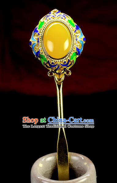 Chinese Traditional Hanfu Cloisonne Hair Clip Hair Accessories Ancient Classical Jade Hairpins for Women