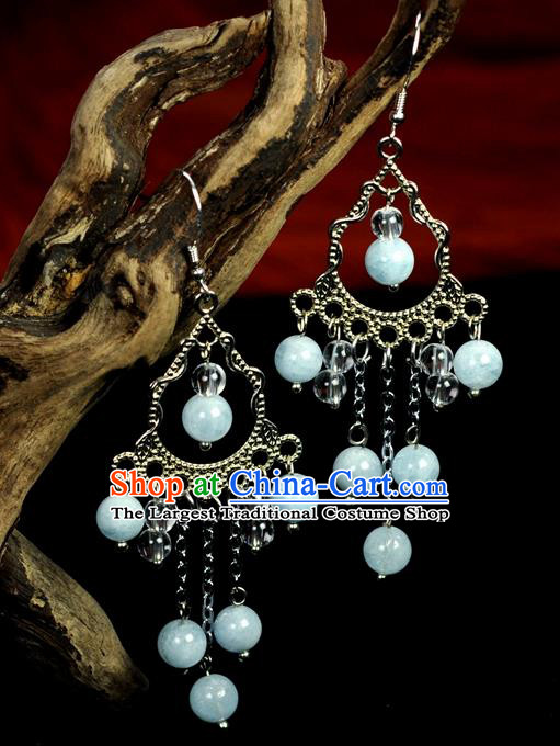 Chinese Traditional Jewelry Accessories Ancient Hanfu Jadeite Earrings for Women