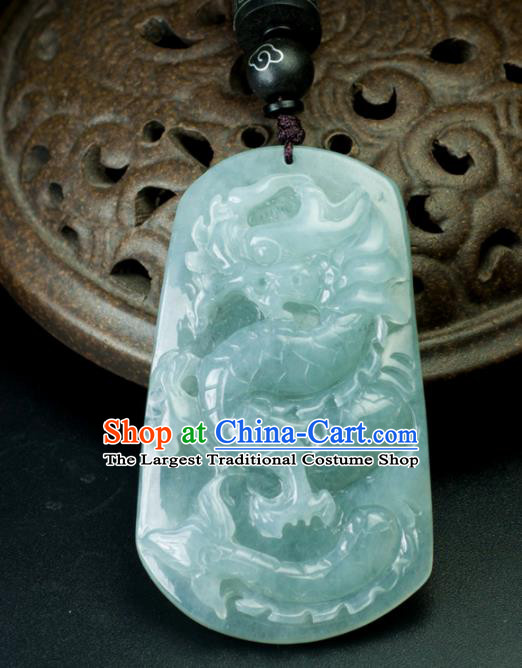 Chinese Traditional Jewelry Accessories Carving Dragon Jade Craft Handmade Jadeite Pendant