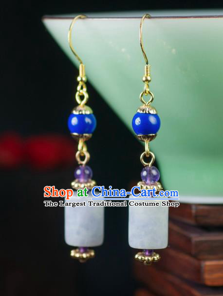 Chinese Traditional Jade Jewelry Accessories Ancient Hanfu Earrings for Women