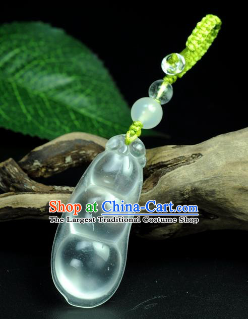 Chinese Traditional Jewelry Accessories Jade Pea Craft Handmade Jadeite Pendant