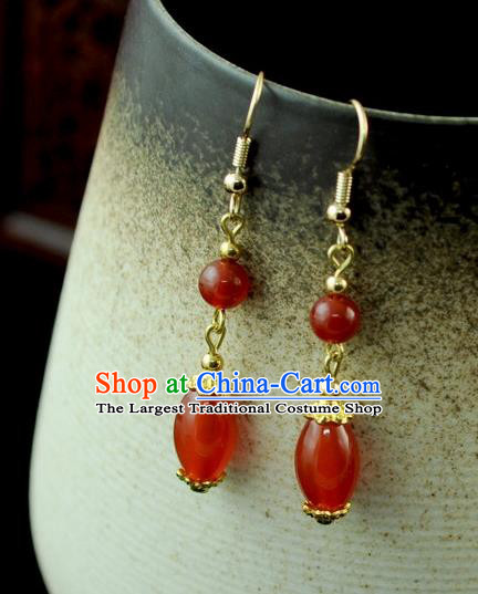 Chinese Traditional Jewelry Accessories Ancient Hanfu Agate Earrings for Women