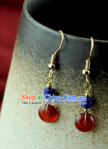 Chinese Traditional Agate Jewelry Accessories Ancient Hanfu Earrings for Women