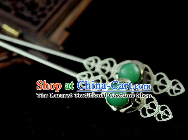 Chinese Traditional Aventurine Hair Clip Hair Accessories Ancient Palace Classical Hairpins for Women