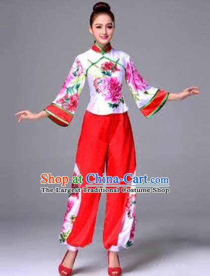 Traditional Chinese Classical Dance Silk Clothing Yangko Dance Costume for Women