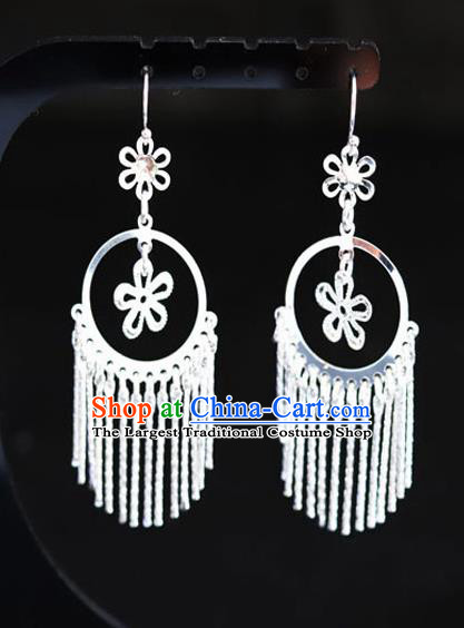 Chinese Traditional Miao Nationality Sliver Ear Accessories Wedding Earrings for Women