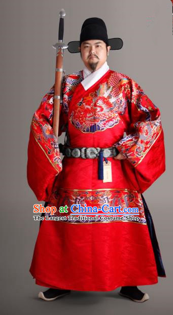 Chinese Traditional Ming Dynasty Chancellor Clothing Ancient Prime Minister Embroidered Costumes for Men