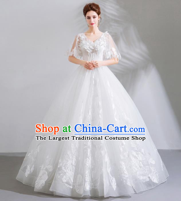 Top Grade Handmade Wedding Costumes Bride White Dress Princess Wedding Gown for Women