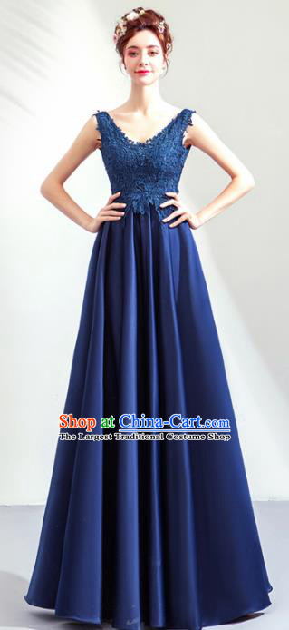 Top Grade Handmade Catwalks Costumes Compere Royalblue Full Dress for Women