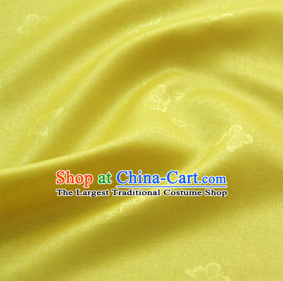 Asian Korean Traditional Lemon Yellow Tajung Fabric Classical Butterfly Pattern Silk Fabric Hanbok Thin Silk Material