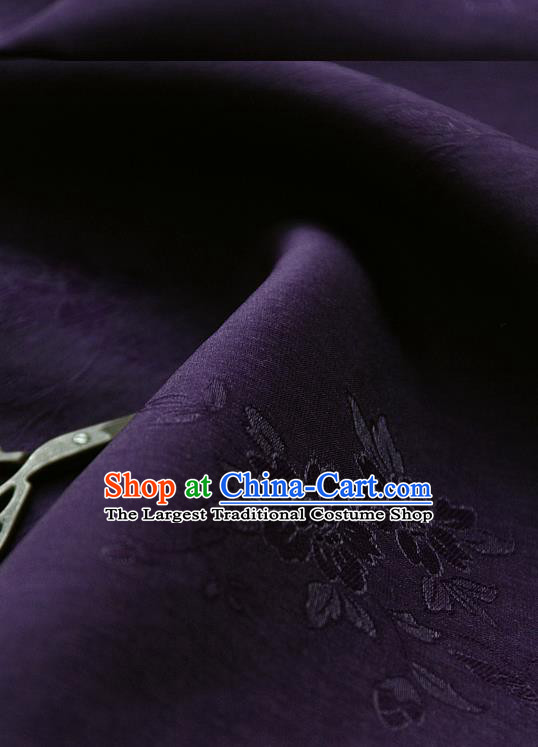 Asian Korean Traditional Deep Purple Tajung Fabric Classical Pattern Thin Tough Silk Fabric Hanbok Silk Material