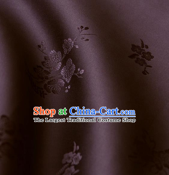 Asian Traditional Classical Wintersweet Pattern Brown Silk Drapery Korean Hanbok Palace Brocade Fabric