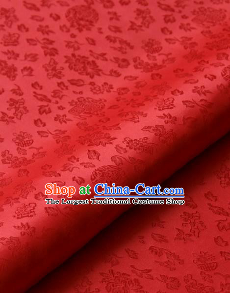 Asian Korean Classical Red Brocade Traditional Palace Pattern Satin Fabric Silk Fabric Material